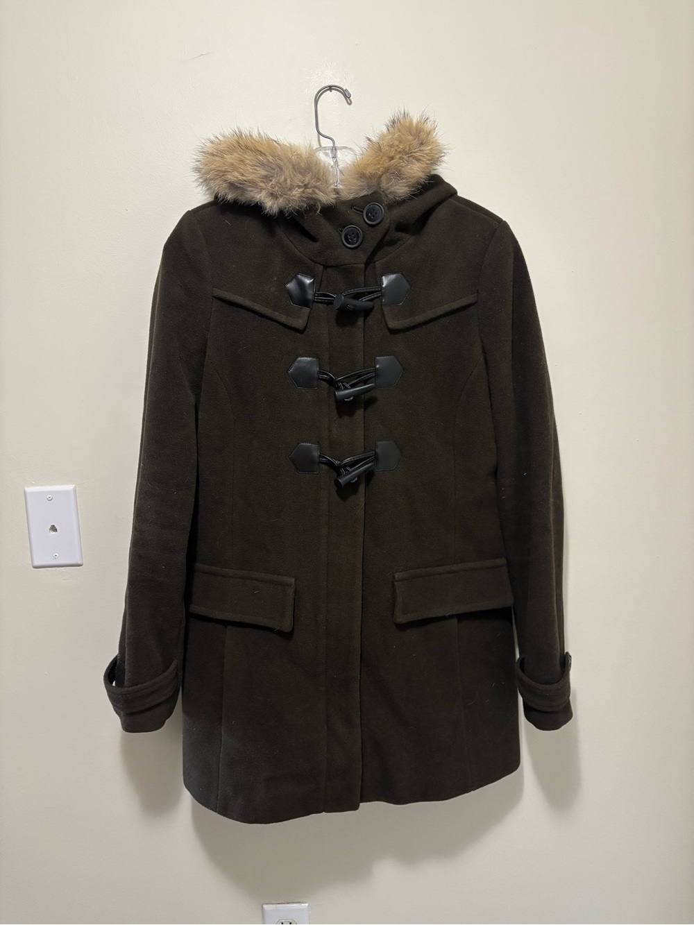 Marc New York Andrew Marc Wool Toggle Coat with Real Coyote Fur Hood